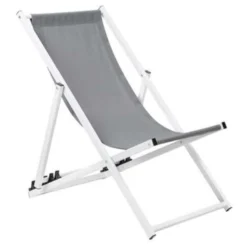 Beliani Tuinligstoel LOCRI - Grijs Polyester, Aluminium