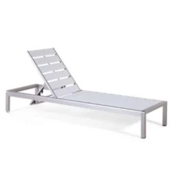 Beliani Tuinligstoel NARDO - Wit Kunsthout, Aluminium -Zon Bloei Verkoopwinkel 1000000652 0103