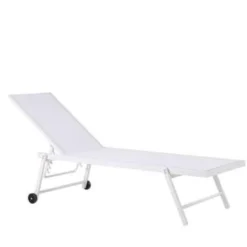 Beliani Tuinligstoel PORTOFINO - Wit Aluminium, Textiel