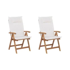 Beliani Tuinstoel JAVA - Lichte Houtkleur Acaciahout