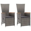 VidaXL Tuinstoelen 2 St Verstelbaar Met Kussens Poly Rattan Grijs