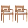 VidaXL Stoelen Batavia 2 St Met Kussens Massief Teakhout
