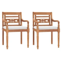VidaXL Stoelen Batavia 2 St Met Kussens Massief Teakhout