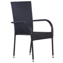 VidaXL Tuinstoelen Stapelbaar 2 St Poly Rattan Zwart -Zon Bloei Verkoopwinkel 1000006317 0103