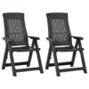 VidaXL Tuinstoelen 2 St Verstelbaar Kunststof Antracietkleurig