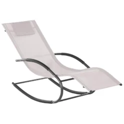 Beliani Tuinligstoel CARANO II - Beige Staal, Textiel