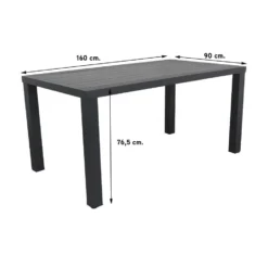 VDG Lena Tuintafel Antraciet - 160x90 Cm -Zon Bloei Verkoopwinkel 1000031718 0101