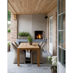 Livingfurn - Tuintafel Table Evoy - 90x180x78 - Teakhout -Zon Bloei Verkoopwinkel 1000045421 0101