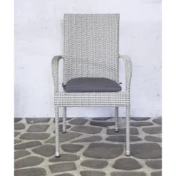 SenS-Line - Rhodos Stapelstoel Grey + Cushion - Grijs -Zon Bloei Verkoopwinkel 1000052331 0101