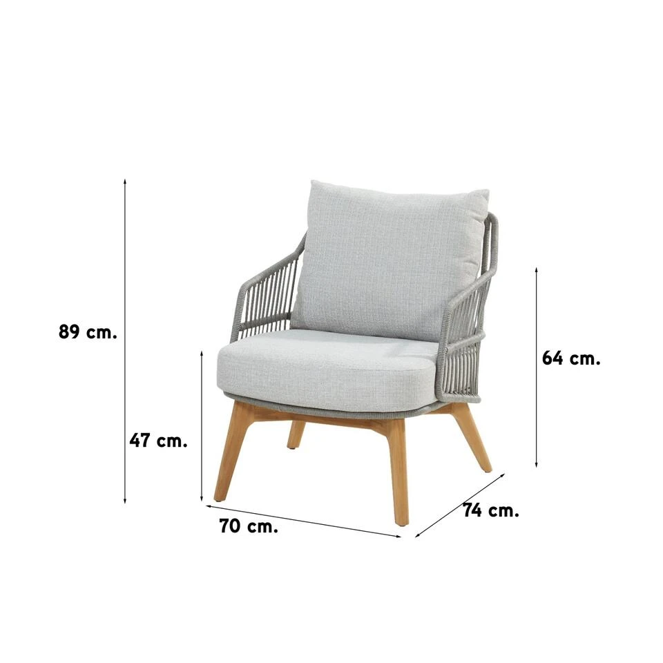 4 Seasons Sempre Loungestoel + Voetenbank - Teak/Silver Grey 3 4 Seasons Sempre Loungestoel + Voetenbank - Teak/Silver Grey - Afbeelding 3