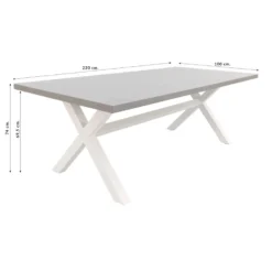 VDG Verona Betonlook Tuintafel 220 X 100 Cm. - White -Zon Bloei Verkoopwinkel 1000053241 0101