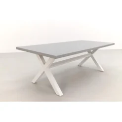 VDG Verona Betonlook Tuintafel 220 X 100 Cm. - White -Zon Bloei Verkoopwinkel 1000053241 0102