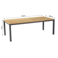 Hartman Sonata Tuintafel Teak – Antraciet 220 X 100 Cm -Zon Bloei Verkoopwinkel 1000053244 0101