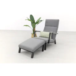 VDG Costa Relaxstoel + Hocker - Sunbrella - Light Grey -Zon Bloei Verkoopwinkel 1000054361 0103