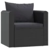 VidaXL Fauteuil Met Kussens Poly Rattan Zwart