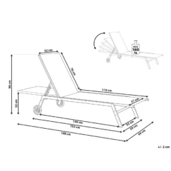 Beliani Tuinligstoel LEVANZO - Rood Staal, Textiel -Zon Bloei Verkoopwinkel 1000064588 0102