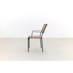 VDG Laura Stapelbare Tuinstoel - Black Steel/natural Wicker -Zon Bloei Verkoopwinkel 1000066865 0103