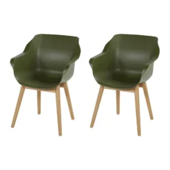 Set Van 2- Hartman Sophie Studio Diningstoel- Moss Green- Teak Poot