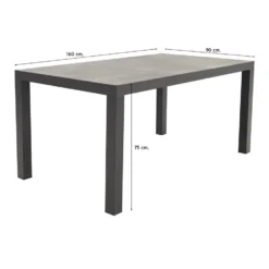 VDG President Tuintafel 160 X 90 Cm. - Antraciet -Zon Bloei Verkoopwinkel 1000074468 0101
