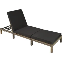 Tectake - Ligstoel Sofia - Wicker Zonnebed - Natuurkleur