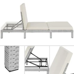 Tectake - Ligstoel Sofia - Wicker Zonnebed - Lichtgrijs 5 Tectake - Ligstoel Sofia - Wicker Zonnebed - Lichtgrijs -Zon Bloei Verkoopwinkel 1000077833 0101
