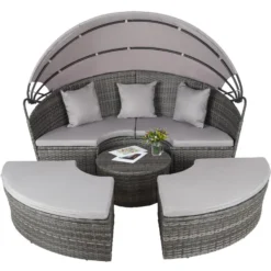 Tectake - Aluminium Wicker Ligbed - Grijs -Zon Bloei Verkoopwinkel 1000077836 0102