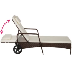 Tectake - Wicker Ligbed Cassis Zonnebed Ligstoel – Bruin/donkerbruin -Zon Bloei Verkoopwinkel 1000077839 0102