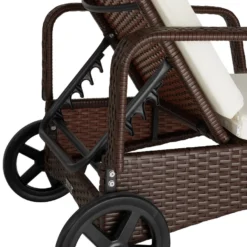 Tectake - Wicker Ligbed Cassis Zonnebed Ligstoel – Bruin/donkerbruin -Zon Bloei Verkoopwinkel 1000077839 0103