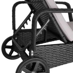 Tectake - Wicker Ligbed Cassis Zonnebed Ligstoel - Zwart -Zon Bloei Verkoopwinkel 1000077842 0103