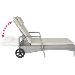 Tectake - Wicker Ligbed Lichtgrijs -Zon Bloei Verkoopwinkel 1000077969 0102