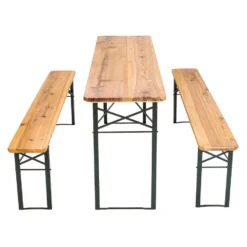 Tectake - Biertafel Met Banken - 175x50x76 Cm - Dennenhout -Zon Bloei Verkoopwinkel 1000078059 0102