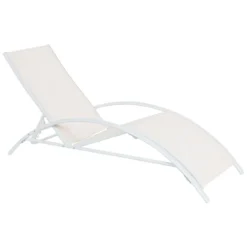 Beliani Tuinligstoel GAETA - Beige Staal, Textiel