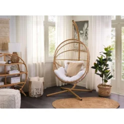 Beliani Hangstoel ACRI - Beige Pe Rotan -Zon Bloei Verkoopwinkel 1000082570 0103