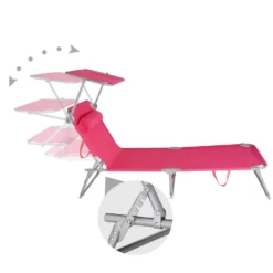 Tectake - Zonnestoel Chloe - Ligbed - Pink -Zon Bloei Verkoopwinkel 1000083088 0103