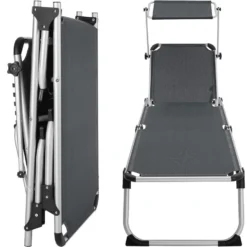 Tectake - Ligbed Zonnestoel Aurelie - Grijs 7 Tectake - Ligbed Zonnestoel Aurelie - Grijs -Zon Bloei Verkoopwinkel 1000083097 0103