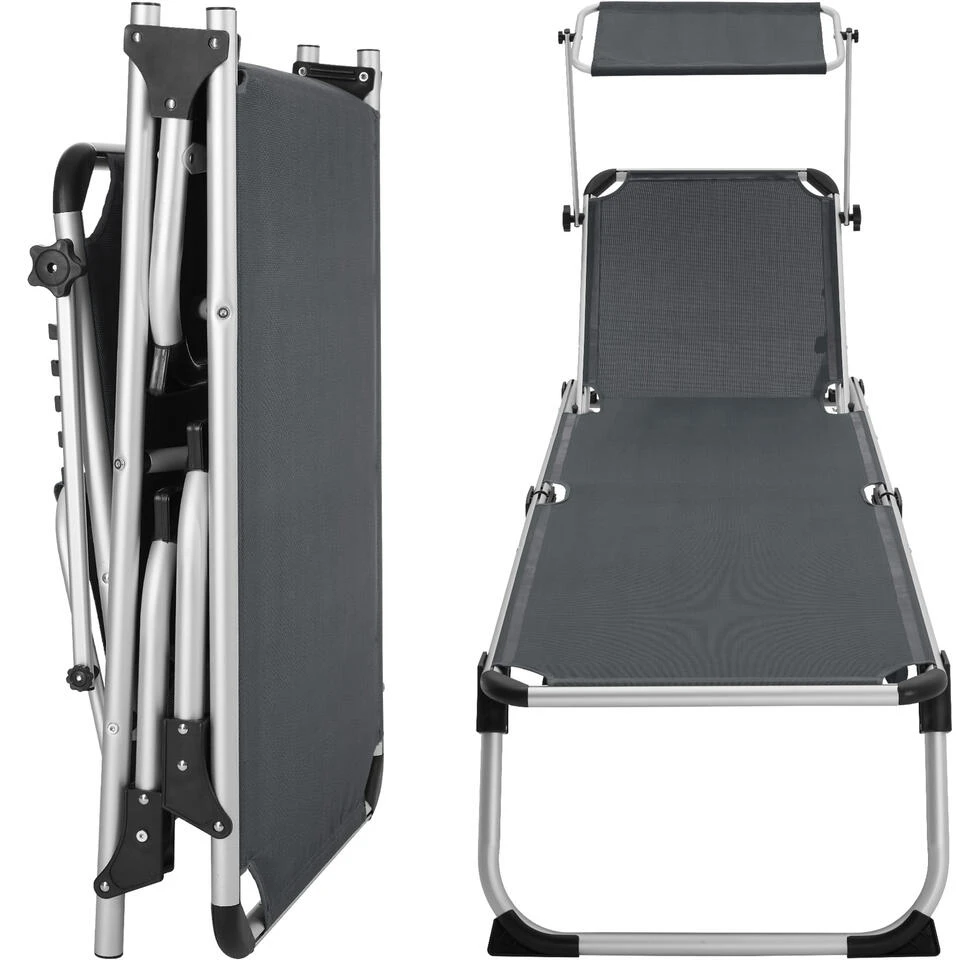 Tectake - Ligbed Zonnestoel Aurelie - Grijs 4 Tectake - Ligbed Zonnestoel Aurelie - Grijs - Afbeelding 4