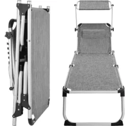 Tectake - Ligbed Zonnestoel Aurelie - Grijs Gemeleerd -Zon Bloei Verkoopwinkel 1000083100 0103