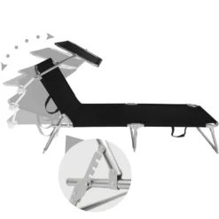 Tectake - Ligbed Met Zonnedak Zwart -Zon Bloei Verkoopwinkel 1000083103 0102