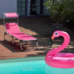 Tectake - Ligbed Zonnestoel Aurelie - Pink -Zon Bloei Verkoopwinkel 1000083104 0102