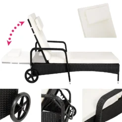 Tectake - Ligstoel - Wicker - Zwart -Zon Bloei Verkoopwinkel 1000086059 0102