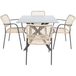 Crest Tuintafel 90x90x73cm - Glas - Zwart -Zon Bloei Verkoopwinkel 1000088283 0102