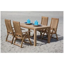 Exotan Verstelbare Tuinstoel Comfort - Teak - Naturel - 109x74x58 -Zon Bloei Verkoopwinkel 1000088947 0102