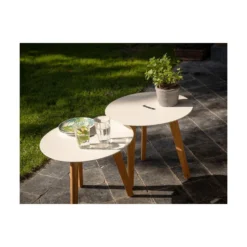 Exotan Bijzettafels Binnen/Buiten Laura - Teak - Wit - Set Van 2 -Zon Bloei Verkoopwinkel 1000088977 0102