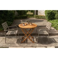 Exotan Inklaptafel Tuin Folding - Teak - Naturel - 75x80x80 -Zon Bloei Verkoopwinkel 1000088981 0103