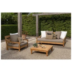 Exotan Loungestoel Tuin Kawang - Teak - Taupe - 98x103x80 -Zon Bloei Verkoopwinkel 1000089020 0102