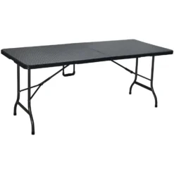 ERRO Vouwtafel - Wickerlook - 180x74cm - Zwart