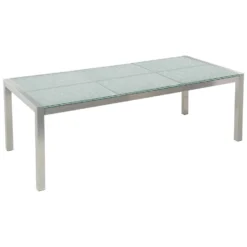 Beliani Eettafel GROSSETO - Transparant Veiligheidsglas, Rvs