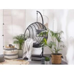 Beliani Hangstoel ASPIO - Zwart Pe Rotan -Zon Bloei Verkoopwinkel 1498029831 0102