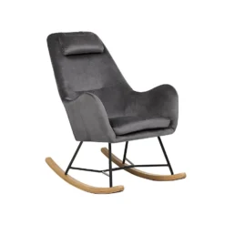 Beliani Schommelstoel ARRIE - Grijs Fluweel