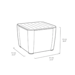 Keter Luzon Plus Opbergtafel - 57x57x43cm - Grafiet -Zon Bloei Verkoopwinkel 1814333648 0101